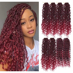 8 Packs New Goddess Locs Crochet Hair 18 Inch River Locs Braids Hair Boho Faux Locs Wavy Crochet Hair with Curly End Boho Style Synthetic Braid Hair for Black Women (#1B 18inch)