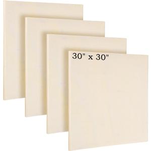 Aodaer 4 Pack Wood Panels 30 x 30 Inch Wooden Panels Canvas Unfinished Craft Wood Boards Panel for Art Crafts Acrylic and Oil Painting Pouring DIY Projects