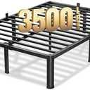 VIPSHOW 18 Inch Queen Bed Frame, 3500Lbs Heavy Duty Metal Platform with Round Corner Legs Mattress Slide Stopper, Steel Slat Support No Box Spring Needed, Noise Free, Non-Slip, Easy Assembly