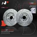 A-Premium 11.81 Inch (300mm) Front Drilled and Slotted Disc Brake Rotors Set Compatible with Select Ford and Lincoln Models - Fusion 2013-2020, MKZ 2013-2016 2-PC Set