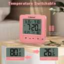 Geevon Smart Night Light Small Digital Alarm Clock with 2 Increasing Beep Alarm, Indoor Temperature, Battery Operated Travel Clock for Bedroom, Bedside, Desk(Pink)
