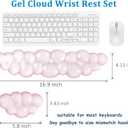 Gel Cloud Wrist Rest Set, Clear Gel Cloud Keyboard Wrist Rest with Non-Slip Base, Ergonomic Wrist Support for Typing Pain Relief, Cute Wrist Pad for Office, Gaming, Computer, Laptop - Pink