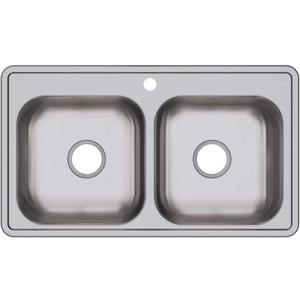 Elkay D23319 Dayton 33" Drop In Double Basin Stainless Steel Kitchen Sink - 1 Faucet Hole (33 x 19 x 6.5)