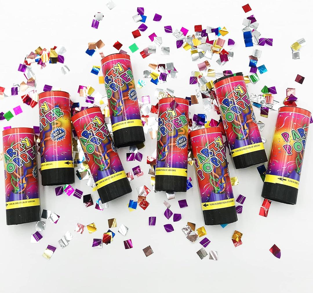 Confetti Poppers Cannons for Wedding Birthday Graduation Baby Shower Kids Fun Party Supplies Decorations and Favors (Colorful)