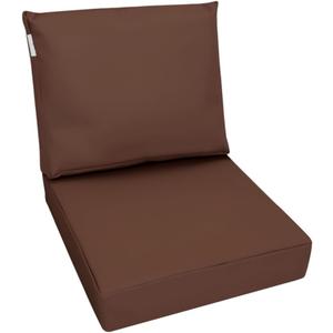 Outdoor Memory Foam Back Pillow and Seat Cushion Set with Waterproof Internal Cover for Patio Furniture, Sofa, Loveseat, Deep Seat Chair (Brown, 20"x18")