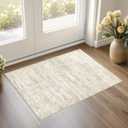 UERMEI 2x3 Entryway Area Rug: Washable Neutral Modern Abstract Small Rug - Non-Slip Low Pile Throw Indoor Carpet for Entrance Kitchen Front Door Mat Bathroom Entry Kids Room - Dark Brown - Beige/Brown
