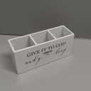 Positive Black Pen Holder for Desk, Inspirational Desk Decor, Funny Gifts for Coworkers Women Men Wooden Pen Pencil Holder Organizer for Office Accessories (Give it to God and Go to Sleep-