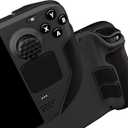 PlayVital Professional Textured Soft Rubber Pads Handle Grips for Steam Deck LCD & OLED, Trackpads Skin Grip Enhancement Back Button Protective Stickers Set with Thumb Caps - Honeycomb Textured Black