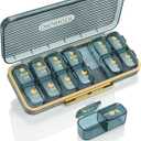 Am Pm Pill Organizer, Weekly Pill Box 2 Times A Day - Acedada 7 Day Pill Organizer with 7 Separate Containers, Portable Daily Medicine Dispenser Case for Vitamin, Fish Oils, Supplements, Stylish Blue