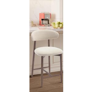 COLAMY Counter Height Bar Stool, Kitchen Bar Stools with Back, Mid Century Modern Upholstered, with Wood Legs for Kitchen Island Dining Room Bar, Beige