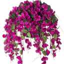 Artificial Fake Hanging Hibiscus Flowers Plants Baskets for Outdoor Decoration, Faux Silk Hibiscus Long Vines in Planter UV Resistant Realistic Flowers for Outside Porch Patio Home Decor(Purple 2)