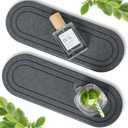 2PCS Water Absorbing Stone Tray, Fast Drying Diatomite Stone Sink Tray, Water Absorbent Diatomite Coasters, Stones Soap Trays for Kitchen Sink, Bathroom Counter Hand Soap Dish Toothbrush Holders