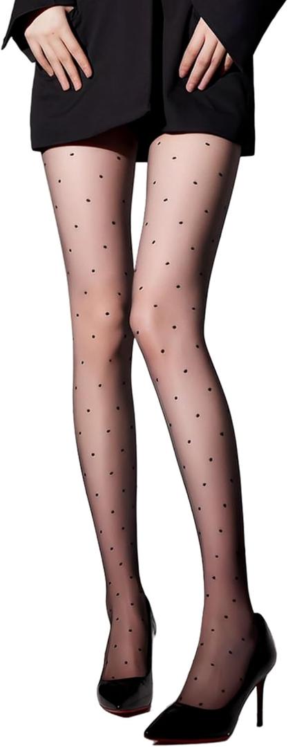 LABELLA 15D Polka Dot Pantyhose for Women, 3D Small Polka Design,Holds Shape Perfectly