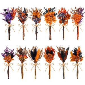 12/24 PCS Charming Dried Flowers Bouquet for Vase Various Dried Wildflowers with Stems Mini Handmade Wildflowers Natural Real Flowers Bulk Flowers Craft (Colorful World, 12PCS)
