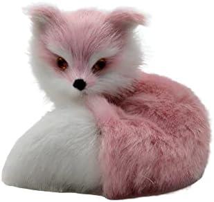 DZYUZK Pink Fox Plush Toy - Cute Realistic Children's Stuffed Animal, Soft Faux Fur (3.94")