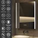 HBEZON 16 x 24 Inch Medicine Cabinet with Mirror and LED Light for Bathroom, 16x24 Left Hinge