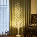 LITBLOOM Lighted Alpine Tree 6FT 810 LED Fairy Lights, White Twig Tree with Lights Plug in for Indoor Outdoor Home Thanksgiving Christmas Decorations