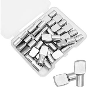 22 Pcs Shelf Pins Pegs,1/4 Inch Diameter Spoon Shape Nickel Plated Shelf Support Pegs,Bookshelf Pegs for Shelves,Cabinet Shelf Bracket Pegs Shelf Pins Holders for Kitchen Furniture & Closet (Silver)