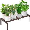 1 Tier Metal Plant Stand Indoor Outdoor, Potted Multiple Flower Pot Holder Rack Plant Shelf, Heavy Duty Planter Display Shelving for Patio Balcony Garden Living Room Decorative (Brown)