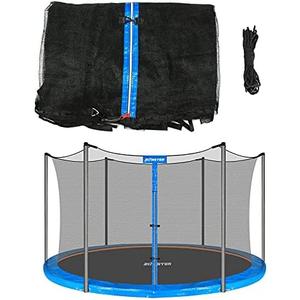 Trampoline Replacement Safety Enclosure Net for 6 Straight Poles Round Frame Trampolines, Breathable and Weather-Resistant Trampoline Net with Adjustable Straps (Net Only)