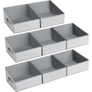 DIMJ Trapezoid Storage Bins, Closet Storage Bins with Handle, Foldable Closet Organizers and Storage Baskets for Toys, Books, Clothes, 8 Packs (8 Bins 11.4"x11.4"x7.8", Blended Gray)