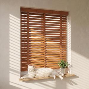 2" Cordless Wood Blinds for Indoor Windows, Window Blinds Cordless for Home, Venetian Blackout Blinds & Shades for Bedroom, Kitchen, Room Darkening Privacy, Brown, 32" W x 36" H