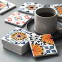 10pcs 4''x4'' Ceramic Tiles for Crafts, Blank Ceramic Coaster for Craft, White Unglazed Tile with Cork Backing Pad for Painting, Alcohol Ink, Acrylic Pouring, DIY