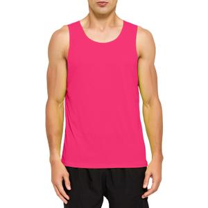 DEMOZU Men's Neon Running Tank Top Workout Gym Athletic Swim Marathon Tank Top (Large)