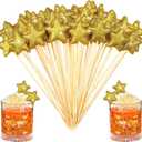 CHENGU 30 Pcs Star Toothpicks 7.08 Inch Long Glitter Foam Star Decorative Toothpicks Appetizer Toothpicks Sandwich Fruit Sticks Snack Food Picks Bamboo Sticks Party Supplies (Yellow)