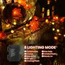2 x Halloween Lights with Timer for Thanksgiving Decorations: Battery Pumpkin Maple Leaf String Fairy Lights with Romote - 13ft 40 Led Orange Lights for Halloween Autumn Fall Harvest Outdoor Garland Decor