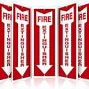 OLANZU Fire Extinguisher Signs For Business - Pack of 5 - Metal Fire Extinguisher Sign 4" x 12" Aluminum - UV Protected for Indoors & Outdoors