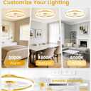 VOLISUN Low Profile Ceiling Fans with Lights and Remote, 20in Fandelier Ceiling Fan Flush Mount, 3000K-6500K Smart Bladeless LED Fan Light, Gold Modern Ceiling Fans with Lights for Bedroom