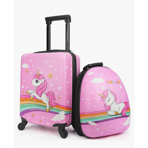 emissary Unicorn Kid’s Luggage Set for girls, 16" Hardside Kids Luggage with Spinner Wheels, Carry on Toddler Suitcase Travel Rolling Luggage Airline Approved