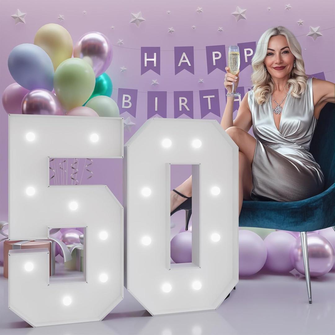 Number 50 Marquee Numbers 3 Feet Tall, 50th Birthday Decorations for Women Men, 50 Light Up Number for Party Large 50 Light Up Sign for Birthday Anniversary Decor