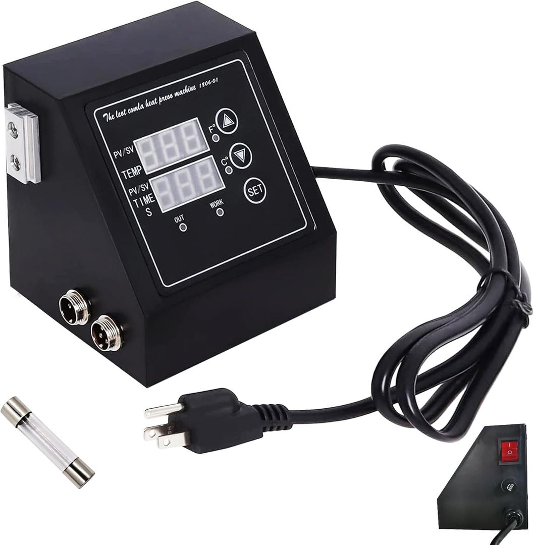 K Type Heat Press Control Box, Replacement Parts for 15x15 Heat Press with Replaceable Fuse, Temperature Time Controller, Heat Press Control Box for T Shirts, MugCup, 1400W ,Pre-Purchase Consultation