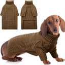 ASENKU Dog Sweater, Dog Sweaters for Medium Dogs, Warm Pullover Doggie KnitTurtleneck Warm Clothes for French Bulldog, Boston TerrierCoffee, L