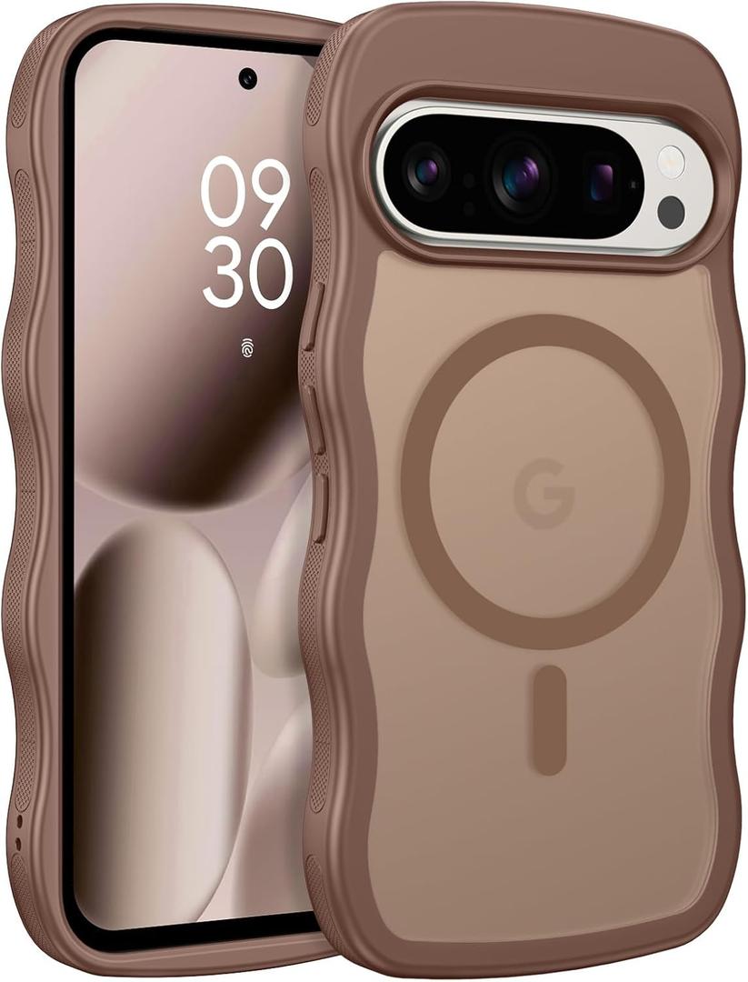 BENTOBEN Magnetic for Google Pixel 10 Pro XL Case Cute, Curly Wavy Pixel 10ProXL Case [Compatible with MagSafe]Anti-Slip Bumper Matte Slim Women Men Boys Cover for Google 10ProXL 6.8", Desert Titanium