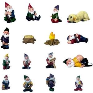 9 pcs Miniature Funny Garden Drunk Gnomes Mini Funny Creative Dwarf Garden Gnome Statues Decoration for Indoor Outdoor Yard Patio Bonsai Potted Plants Landscape Desk Decor 