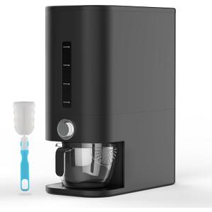 STUZ Black Rice Dispenser 25 Pounds - Plastic Rice Container with Sealable Lid, Measuring Cup & Cleaning Sponge - BPA-Free Grain Dispenser - Kitchen Pantry Storage Container for Cereal, Beans, Corn