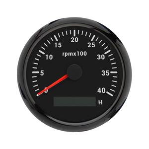 ELING 3 3/8'' Diesel Engine Tachometer 4000RPM Gauge with Hour Meter 12V 24V with 8 Colors Backlight for RV ATV Vessels (Black+Black)