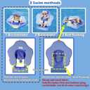 Mambobaby Float with Canopy Size Improved Non Inflatable Infant Baby Pool Float Smart Mambo Float Swim Trainer Add Tail Swim Float Mambo Float Solid Air Free Water Waist Swimming Ring, adjustable