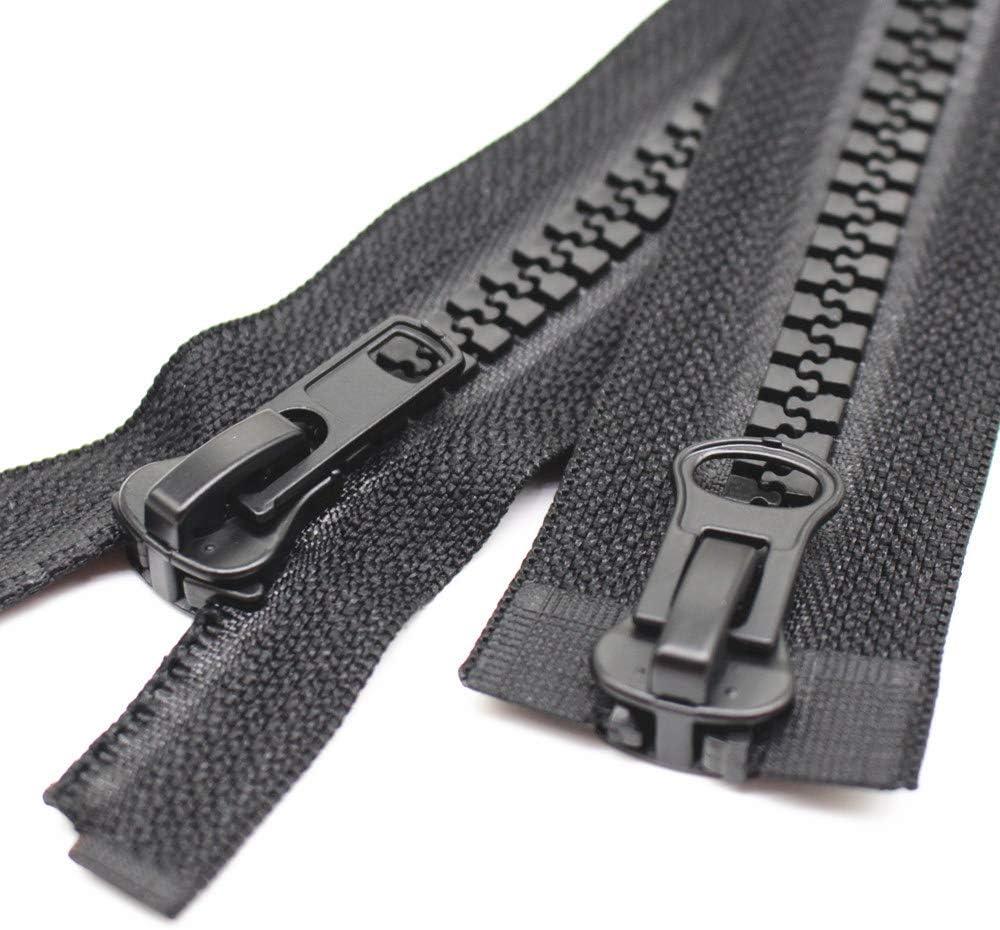 MebuZip #10 59 Inch Two Way Separating Jacket Zipper Heavy Duty Plastic Zipper Black Large Resin Zippers for Sewing Coat Jackets Clothes Parka (59" 150cm)