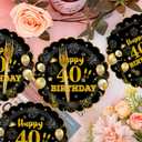 75 PCS 40th Birthday Party Supplies Paper Plates and Napkins,Black and Gold 40th Birthday Plates Napkins Tableware Set for Boys Girls Tableware Set Decorations