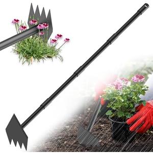 Luvenia Garden Hoe Triangle Sharp Hoes Garden Tool Manual Weeder Gardening Weeding Tool 30-60" Long Handle 2-in-1 Adjustable Stainless Steel Heavy Duty Hoes for Digging Soil Weeding Planting