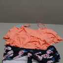 Womens Tankini Swimsuits Ruffled Tank Top Tummy Control Floral Modest Swimwear High Waisted Bikini,XXL Orange