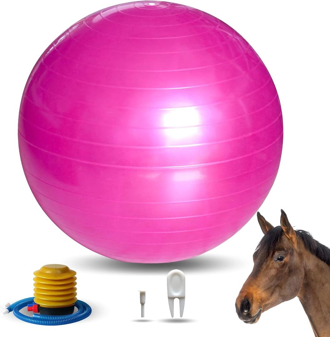 17 Inch Horse Play Balls Anti-Burst Herding Ball for Horse Mega Equine Ball for Play Training Horses Soccer Balls (Pink)