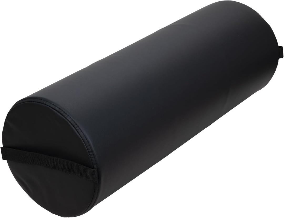 ForPro Professional Collection Jumbo Full Round Bolster Pillow, Black, Oil and Stain-Resistant, for Massage and Yoga, 9 R x 26 L