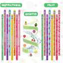 Leinuosen 48 Pcs Scented Pencils for Kids Cute Motivational Colorful Fun Wood HB Pencils Bulk with Erasers Fruit Elements for School Office Classroom Student
