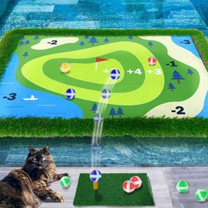 Cupohus Floating Golf Green for Pool, Golf Chipping Game Set- Chipping Mat, 20 Colored Balls, and Scorecard, Adult Fun Pool Golf Games Gift, Support Competition for 4 Golfers (47"x 35", Simple Model)