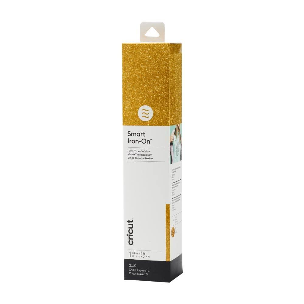 Cricut Smart Iron On (13in X 9ft, Glitter Gold) for Explore 3 and Maker 3 - Matless Cutting for Long cuts up to 12ft